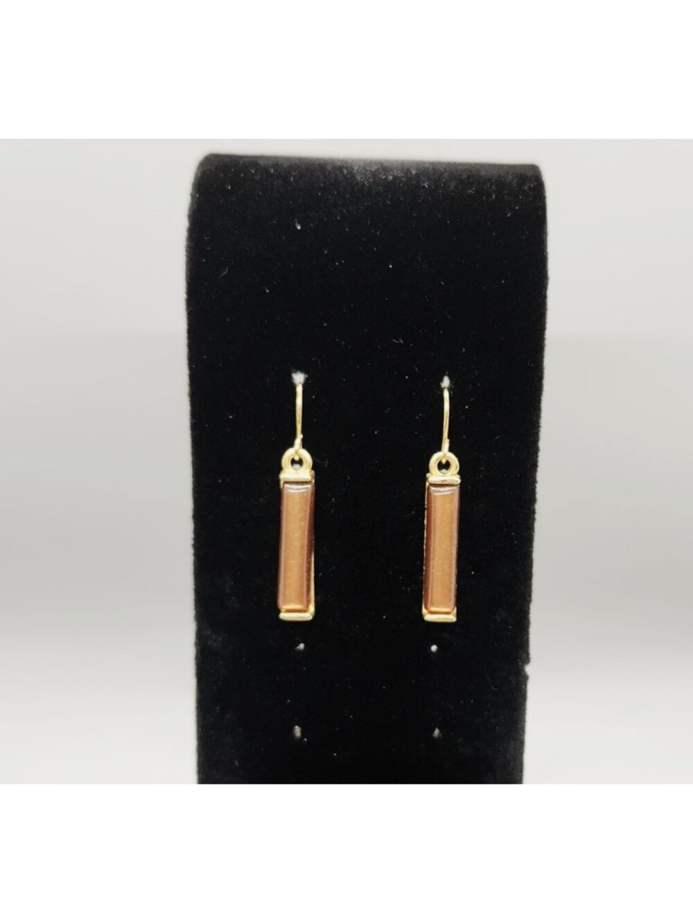 Gold Tone Resin Bar Dangle Drop Earrings 1.65" L Minimalist Fashion Jewelry